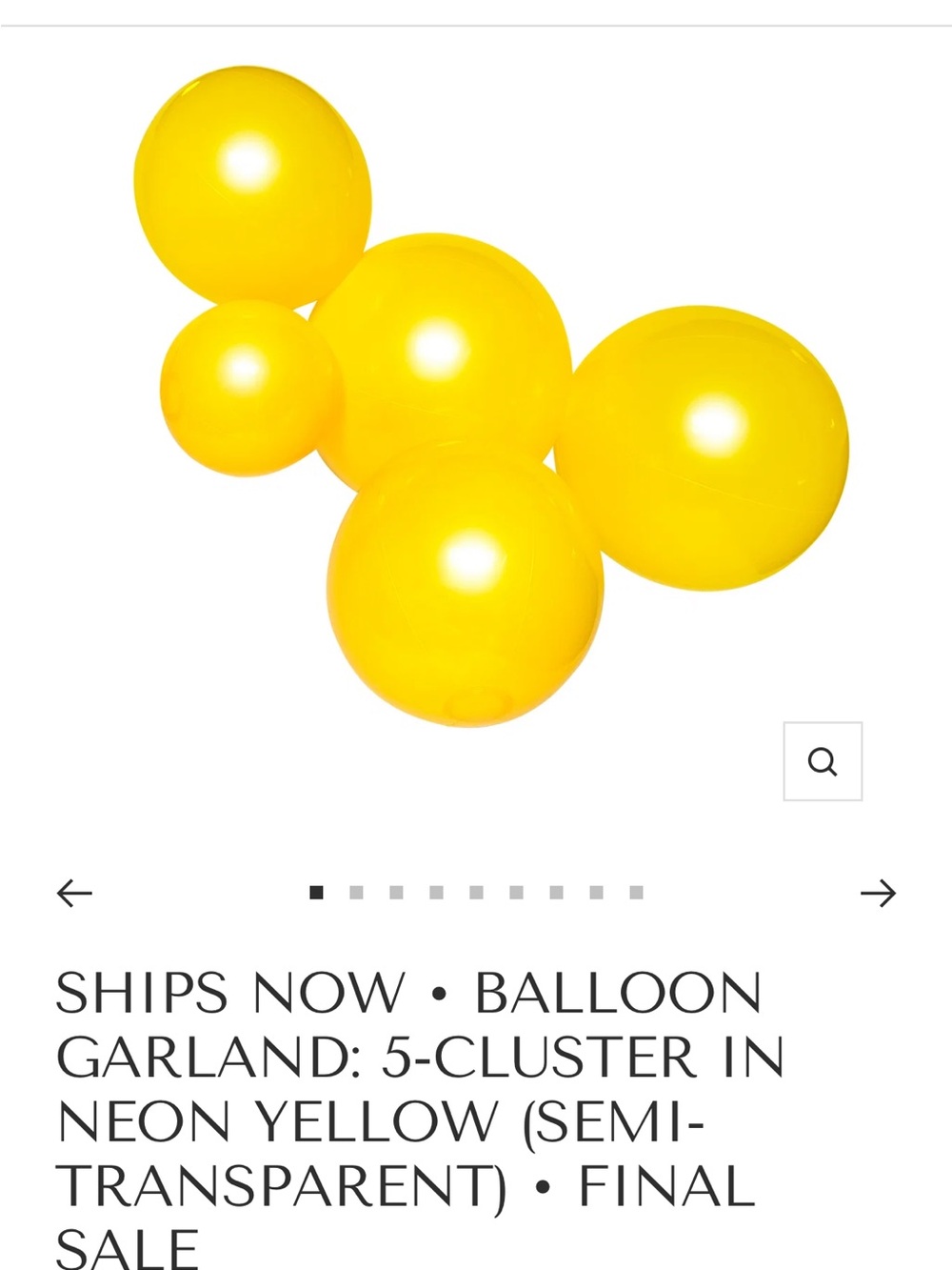 Neon Yellow Balloon Garland Cluster - 5-Pack lot of 3